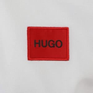 חולצת פולו HUGO SLIM-FIT POLO SHIRT WITH LOGO PATCH לבנה