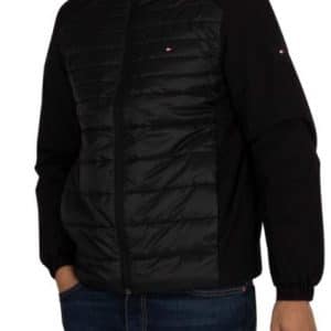 מעיל טומי פוך משולב  Tommy Hilfiger Tech Mix Media Stand Collar Jacket - Black