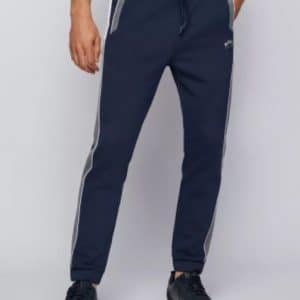 HUGO BOSS Cotton-blend tracksuit bottoms with colour-blocking מכנס הוגו בוס