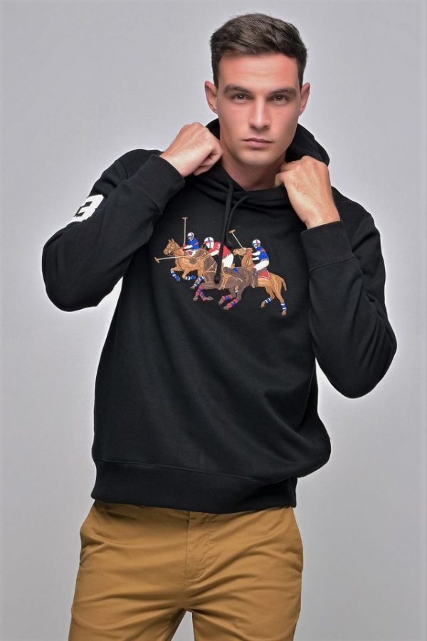 קפוצון ראלף לורן 3 סוסים POLO RALPH LAUREN Polo HORSE Sweatshirt in BLACK