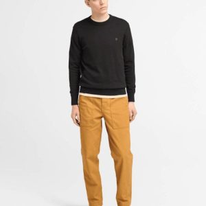 סריג טימברלנד צווארון עגול שחור סמל לבן