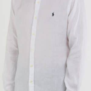 חולצה מכופתרתPOLO RALPH LAUREN Classic Fit Linen Shirt in White