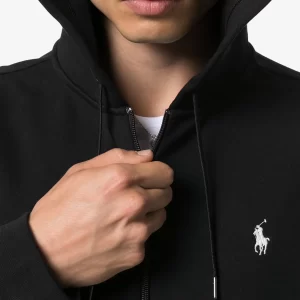 ג'קט קפוצ'ון POLO RALPH LAUREN Black Double knitted Full Zip Hoodie