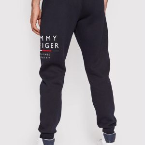 מכנסי ג'וג טומי עם לוגו בצבע כחול כהה TOMMY HILFIGER