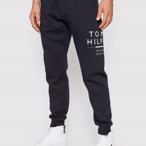 מכנסי ג'וג טומי עם לוגו בצבע כחול כהה TOMMY HILFIGER