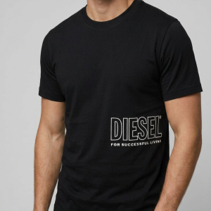 טישרט DIESEL קצר עם לוגו דיזל – שחור