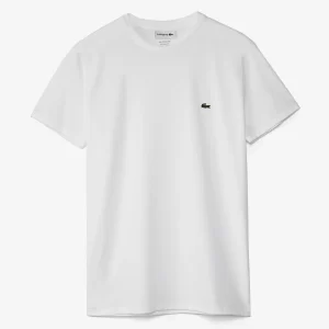 LACOSTE טי שירט קצרה עם לוגו רקום בגוון לבן
