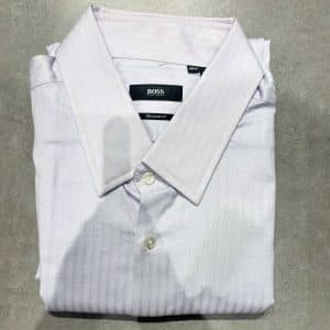 Hugo Boss Men's Regular Fit Striped Shirt  חולצה מכופתרת סגול בהיר רגולר פיט