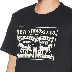 Levi's Men's 2-Horse Graphic Tee - טי שירט ליוויס לוגו עם ציור סוסים - שחור