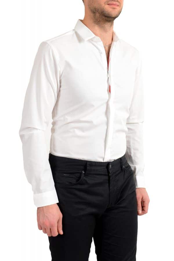 ⁦Hugo Boss Men's Extra Slim Fit Long Sleeve Dress Shirt  חולצה מכופתרת לבנה אקסטרה סלים⁩ – תמונה ⁦5⁩