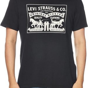 Levi's Men's 2-Horse Graphic Tee - טי שירט ליוויס לוגו עם ציור סוסים - שחור