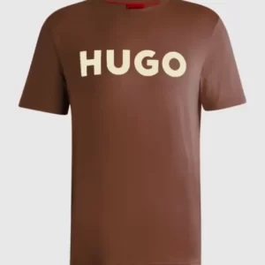 טישירט הוגו בוס HUGO BOSS כיתוב הוגו לבן | גברים | חום