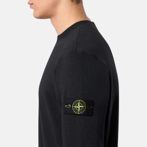 סווטשירט סטון איילנד STONE ISLAND עם פאטץ' לוגו | שחור | גברים