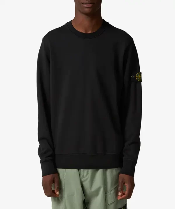 סווטשירט סטון איילנד STONE ISLAND עם פאטץ' לוגו | שחור | גברים