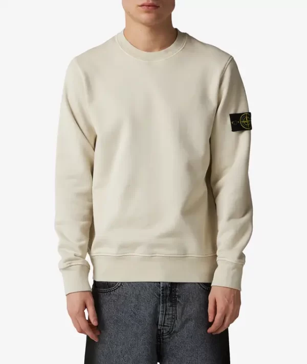 סווטשירט סטון איילנד STONE ISLAND עם פאטץ' לוגו | בז' | גברים