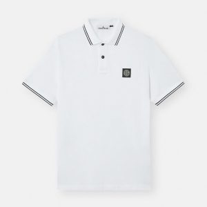 חולצת פולו סטון איילנד STONE ISLAND שרוול קצר | לבן | גברים