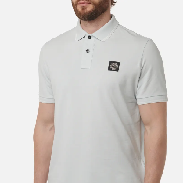 חולצת פולו סטון איילנד STONE ISLAND SLIM FIT | אפור בהיר | גברים - Image 2