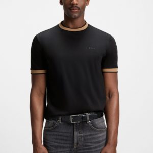 טישירט הוגו בוס HUGO BOSS קונטרסט חום | גברים | שחור