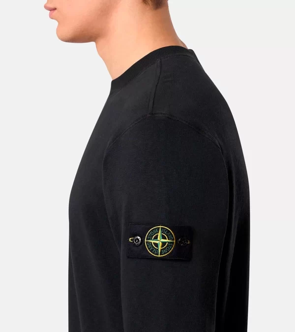 סווטשירט סטון איילנד STONE ISLAND עם פאטץ' לוגו | שחור | גברים