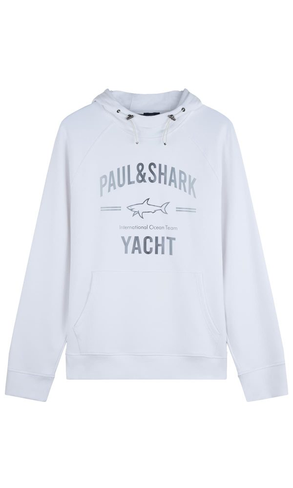 PAUL & SHARK HOODIE | קפוצ'ון פול אנד שארק עם לוגו | גברים | לבן - Image 2
