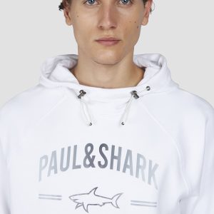 PAUL & SHARK HOODIE | קפוצ'ון פול אנד שארק עם לוגו | גברים | לבן