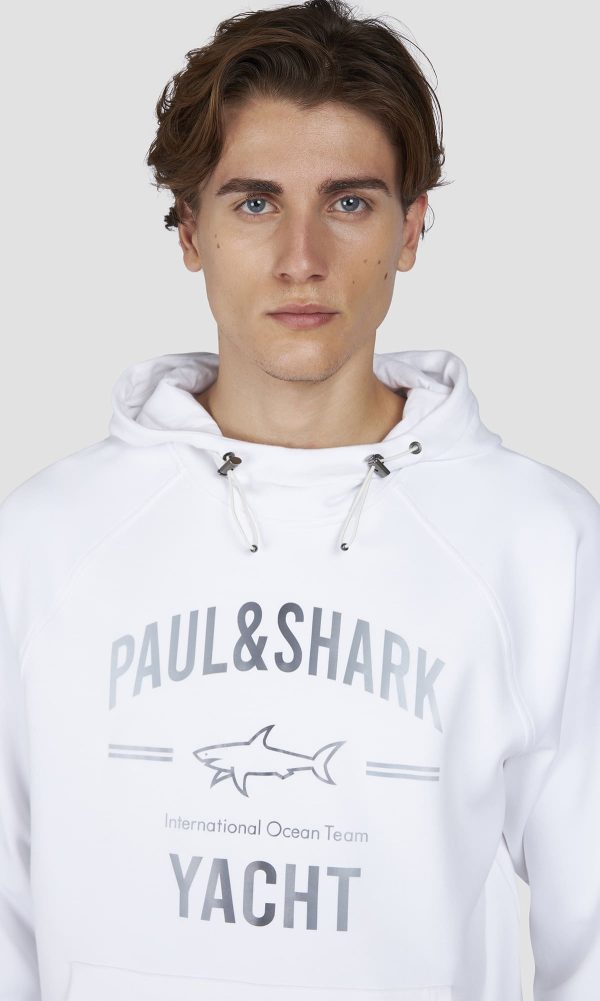 PAUL & SHARK HOODIE | קפוצ'ון פול אנד שארק עם לוגו | גברים | לבן