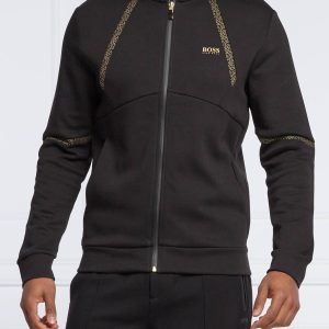 בוס סווטשרט זיפר שחור זהב BOSS SWEATSHIRT