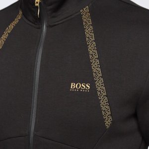 בוס סווטשרט זיפר שחור זהב BOSS SWEATSHIRT