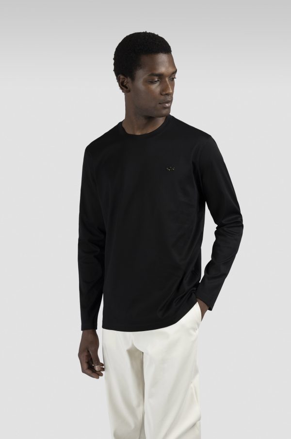 PAUL & SHARK SWEATSHIRT | טישירט פול אנד שארק עם לוגו | גברים | שחור