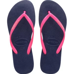 כפכף הויאנס לנשים לוגו פופ-אפ רצועה ורודה HAVAIANS | כחול כהה