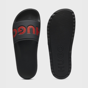 כפכפי עור ממותגים בגוון שחור HUGO BOSS