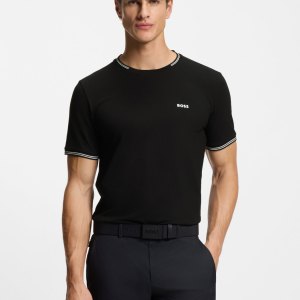 חולצת כותנה נמתחת הוגו בוס HUGO BOSS | גברים | שחור