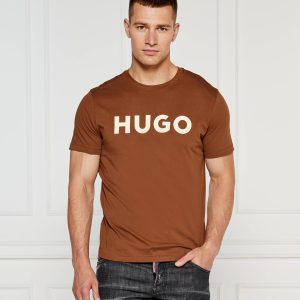 טישירט הוגו בוס HUGO BOSS כיתוב הוגו לבן | גברים | חום