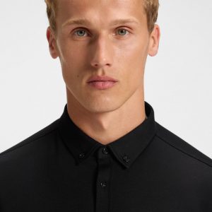 מכופתרת כותנה רכה הוגו בוס HUGO BOSS שרוול ארוך | גברים | שחור