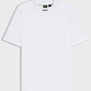 טישירט הוגו בוס HUGO BOSS כיתוב לוגו על צווארון | גברים | לבן