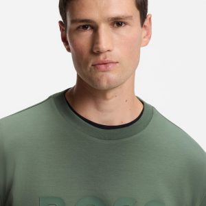 סוויטשירט הוגו בוס HUGO BOSS כותנה נמתחת | גברים | ירוק
