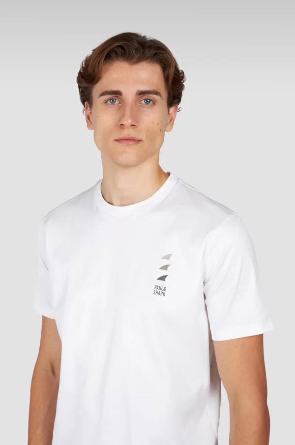 PAUL & SHARK T-SHIRT | טישירט פול אנד שארק לוגו פרינט | גברים | לבן - Image 2