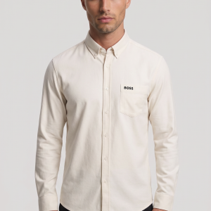 מכופתרת כותנה רכה הוגו בוס HUGO BOSS שרוול ארוך | גברים | שמנת