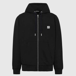 סווטשרט DIESEL עם קפוצ׳ון, רוכסן ופאץ׳ לוגו | שחור