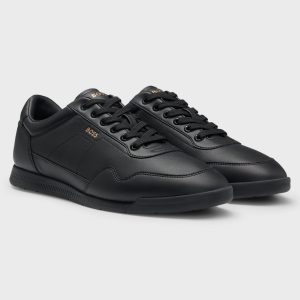 סניקרס הוגו בוס HUGO BOSS לוגו זהב מוטבע | גברים | שחור