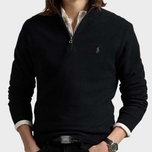 RALPH LAUREN סריג חצי רוכסן ראלף לורן | שחור | גברים