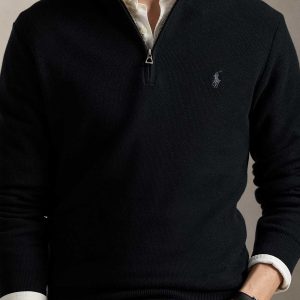 RALPH LAUREN סריג חצי רוכסן ראלף לורן | שחור | גברים