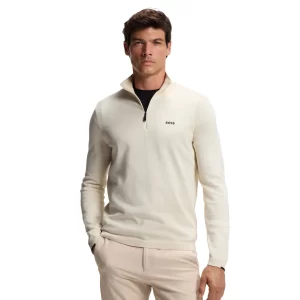 סריג הוגו בוס HUGO BOSS חצי רוכסן | גברים | שמנת