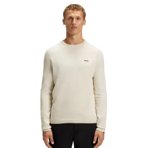 סווטשרט כותנה הוגו בוס HUGO BOSS קונטרסטים | גברים | שמנת