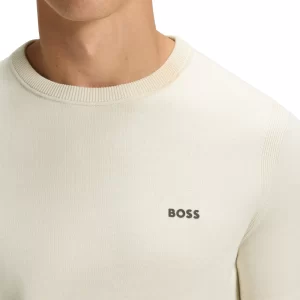 סווטשרט כותנה הוגו בוס HUGO BOSS קונטרסטים | גברים | שמנת