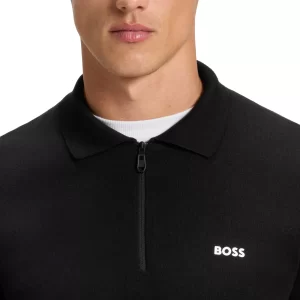 סריג הוגו בוס HUGO BOSS חצי רוכסן | גברים | שחור