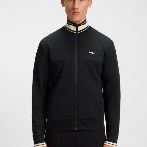 סווטשרט רוכסן הוגו בוס HUGO BOSS פרטי פסים | גברים | שחור