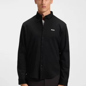 מכופתרת כותנה רכה הוגו בוס HUGO BOSS שרוול ארוך | גברים | שחור