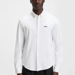 מכופתרת כותנה רכה הוגו בוס HUGO BOSS שרוול ארוך | גברים | לבן