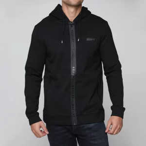 ג'קט קטיפה REPLAY עם קפוצ'ון ורוכסן שחור | גברים